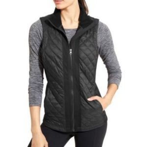 Athleta Vest Black Rock Springs Quilted Reflective Vest Sz S EUC w/ Pockets!